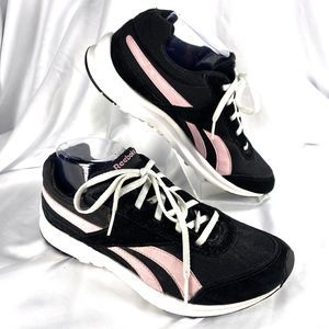 Reebok Classic Sneakers Women's Size 9 Royal Flag Black with Pink Stripes Barbie